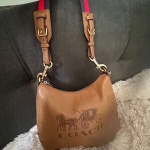 Coach Adjustable leather/fabric Strap Tan Pebble Leather Hobo